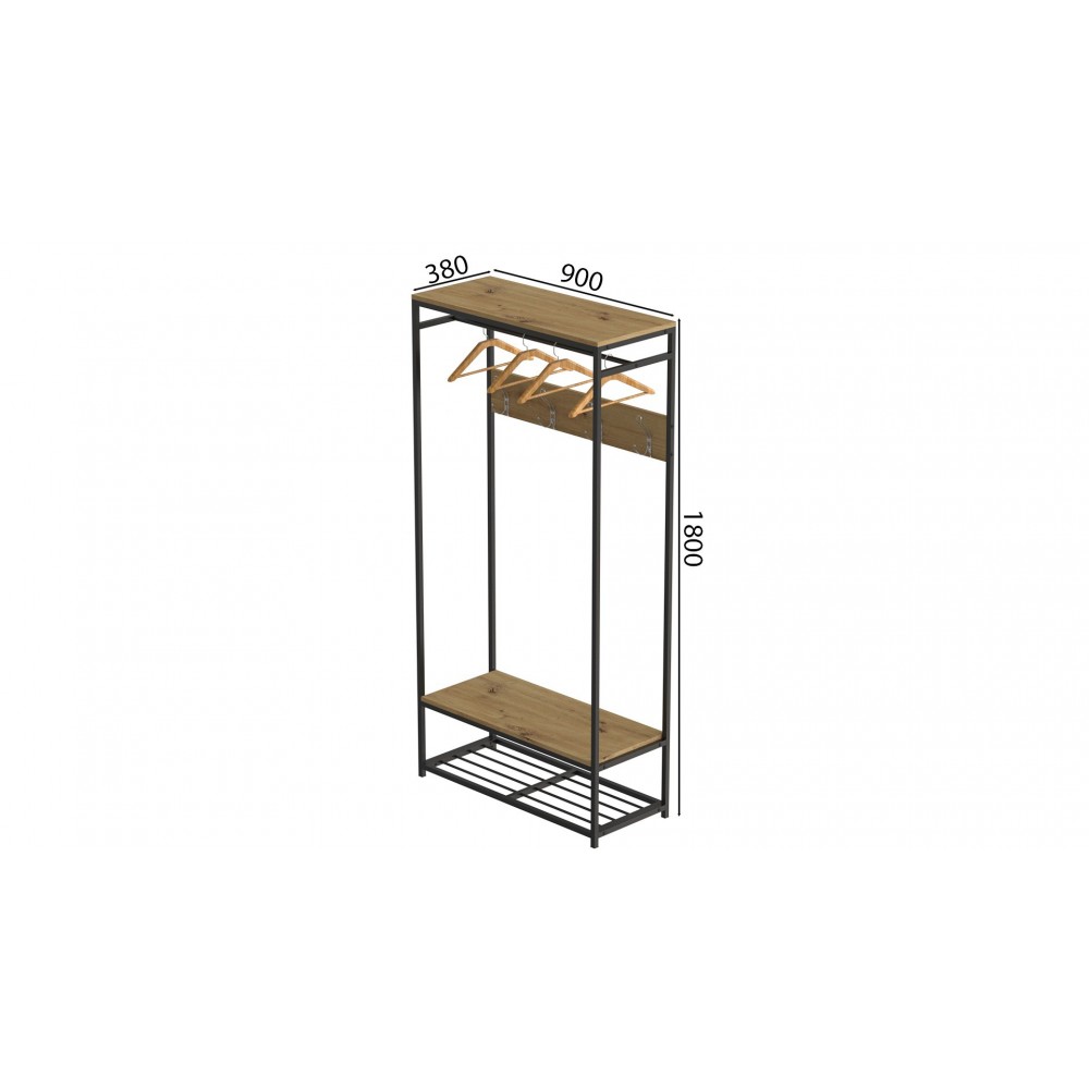 Вешалка напольная модульная Ferrum-decor Трелис 15 180x90x38 черный ДСП Дуб Артизан 16мм (FRD-104363)