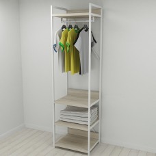 Шафа Гардероб Уні секція 3 серії Конект Ferrum-decor 220x60x50см Білий метал ДСП Дуб Сонома 32 мм (FRD-104533)