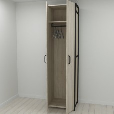 Шафа Гардероб Уні секція 6 серії Конект Ferrum-decor 220x60x50см Чорний метал ДСП Дуб Сонома 16 мм (FRD-104573)