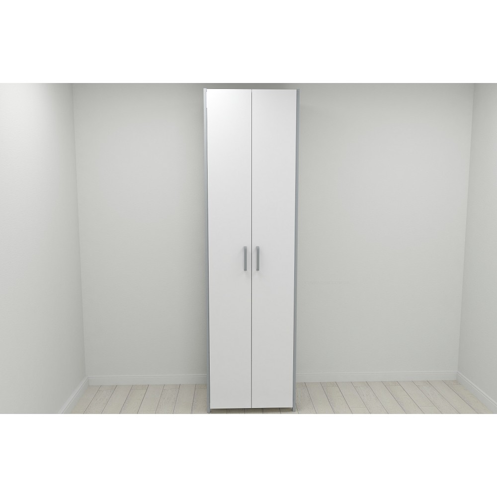 Шкаф Гардероб Уни секция 7 серии Конект Ferrum-decor 220x60x50см Серый металл ДСП Белый 16 мм (FRD-104563)