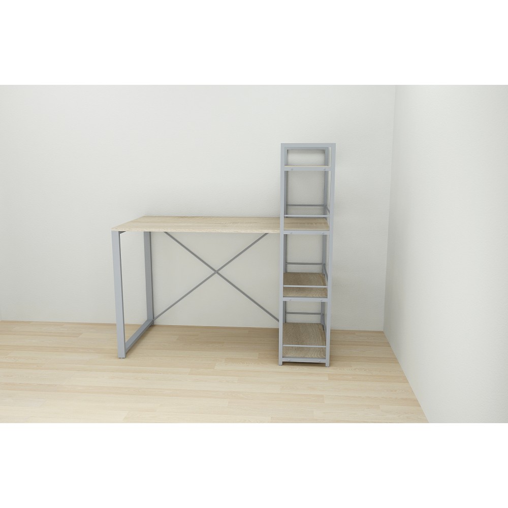 Письменный стол Ferrum-decor Серии Конект c этажеркой 75x120x600 серый ДСП Дуб Сонома 16мм (FRD-104233)