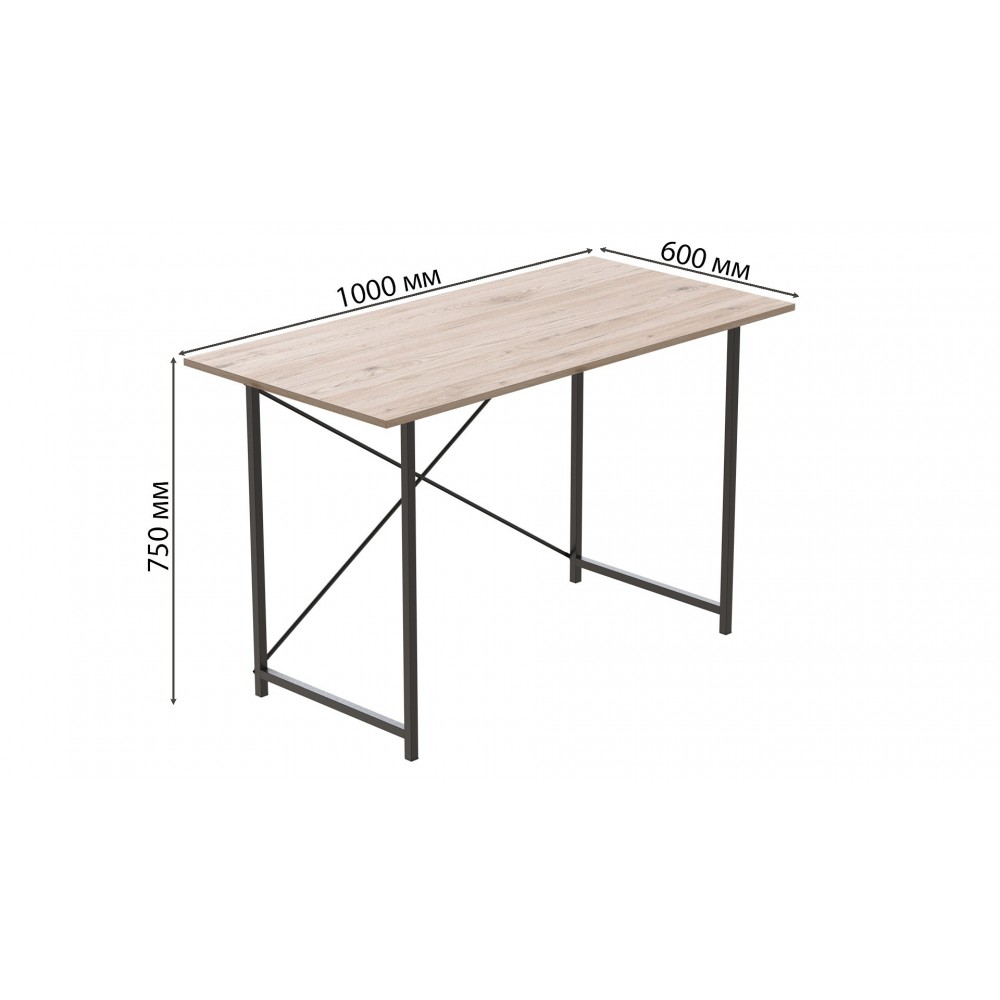 Стол письменный Line Лайт Ferrum-decor 750x1000x600 Черный металл ДСП Дуб Сан-Марино 16 мм (FRD-104844)