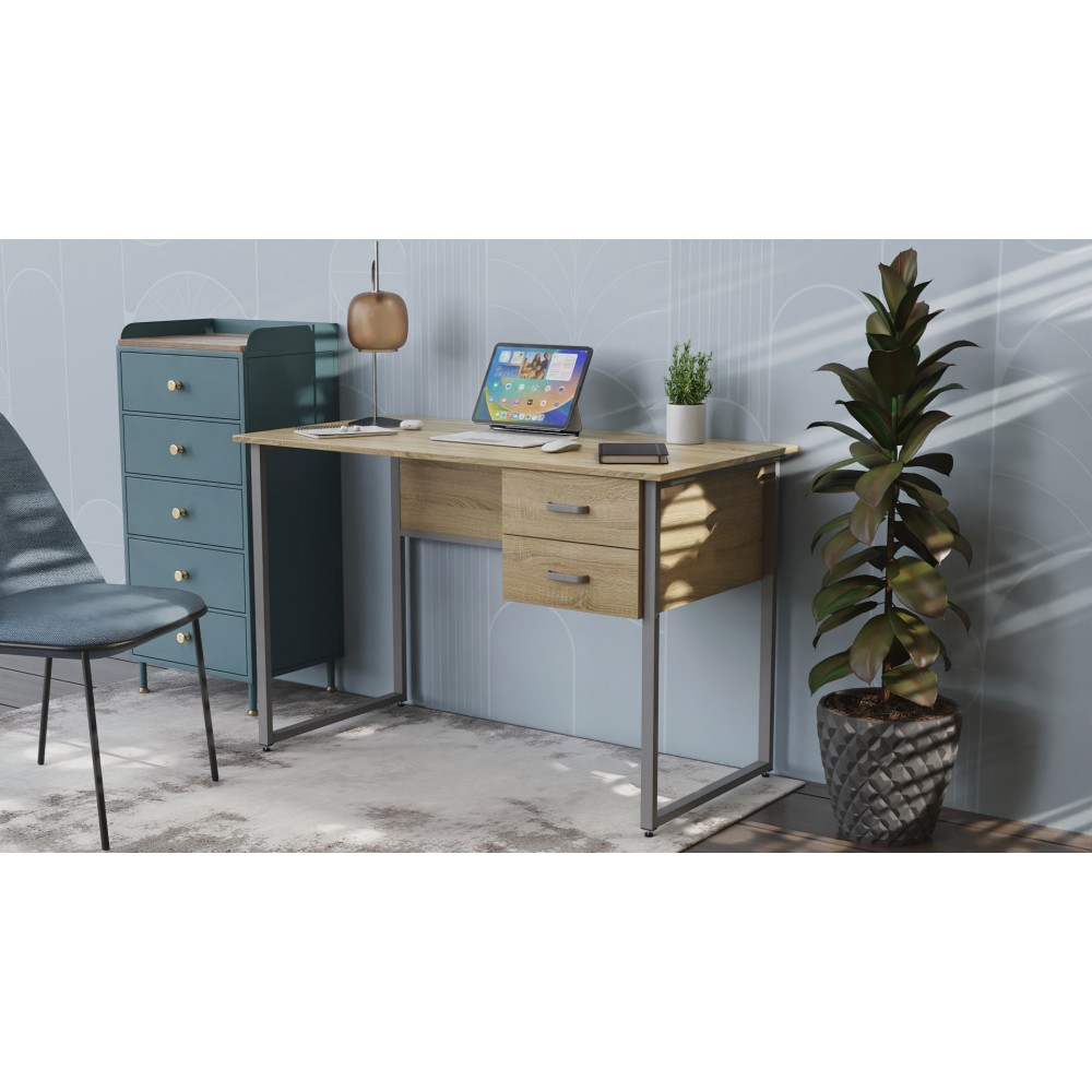 Компьютерный стол Ferrum-decor Гарри 75x140x60 серый ДСП Дуб Сан-Марино 32мм (FRD-101469)