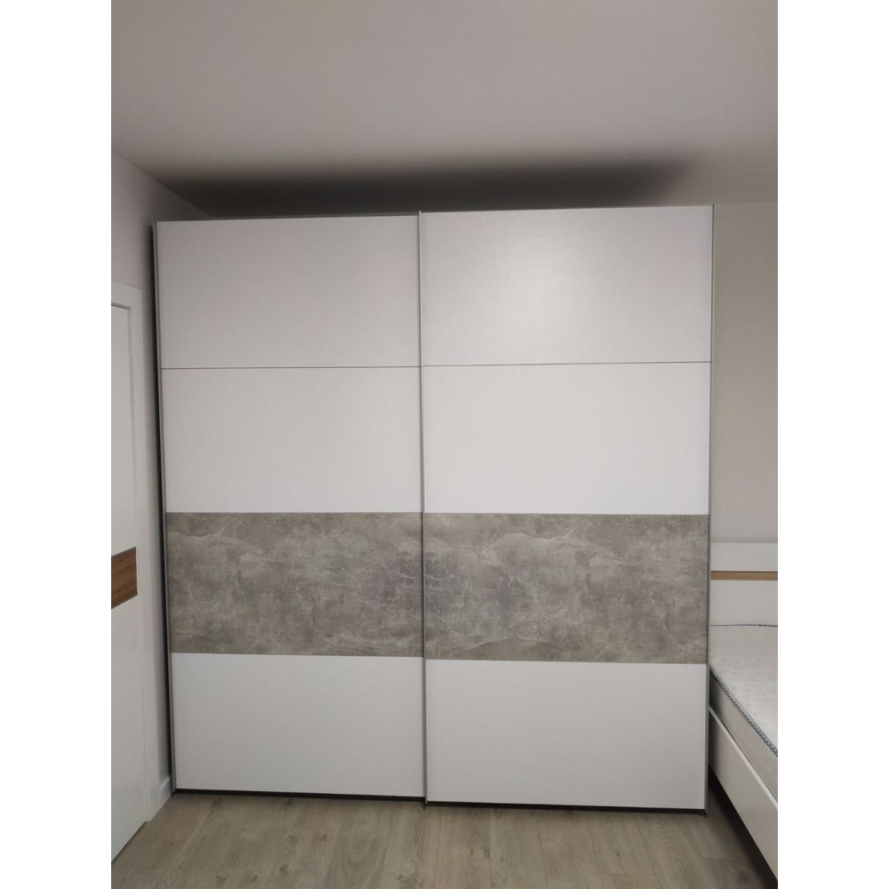 Шафа-купе двохдверна Doros G-Caiser 220х60х240 см Білий/Бетон (DRS-011006)