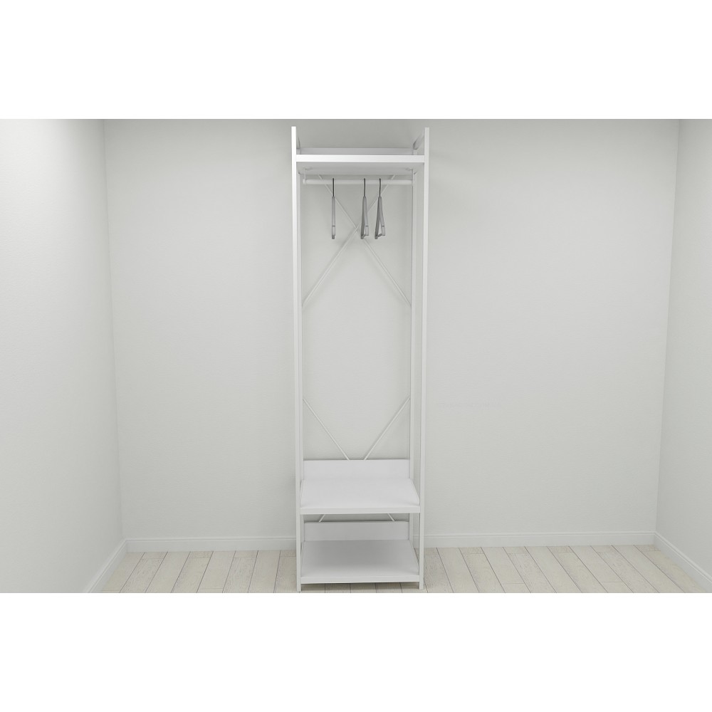 Шафа Гардероб Уні секція 1 серії Конект Ferrum-decor 220x60x50см Білий метал ДСП Білий 32 мм (FRD-104507)