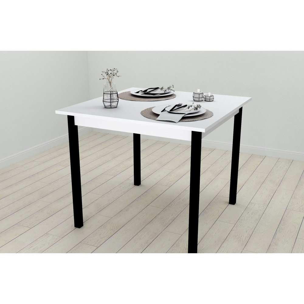 Стол кухонный Ferrum-decor Диего 75x80x80 Черный ДСП Белое 16мм (FRD-106308)
