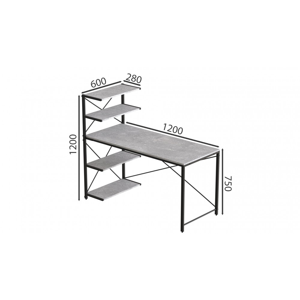 Компьютерный стол Ferrum-decor Джек 75x120x70 Черный ДСП Бетон (FRD-105319)