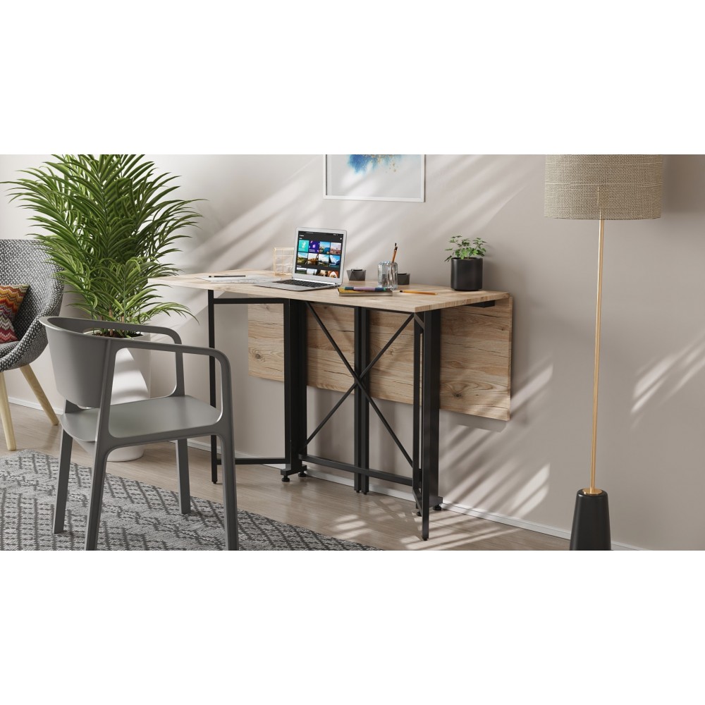 Стол-книжка трансформер Спайдер Ferrum-decor 750x1150x880 Черный металл ДСП Дуб Сан-Марино 16 мм (FRD-105089)