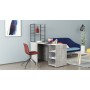 Стол-тумба трансформер Смарт 4/1 с этажеркой Ferrum-decor 1430x1450x500 Черный металл ДСП Бетон 16 мм (FRD-105129)