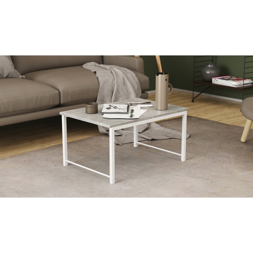 Стол журнальный приставной Терри Комбо Ferrum-decor 345x662x440 Белый металл ДСП Бетон 16 мм (FRD-105149)