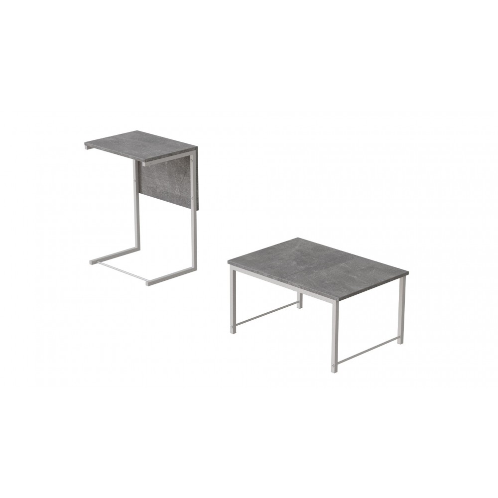 Стол журнальный приставной Терри Комбо Ferrum-decor 345x662x440 Белый металл ДСП Бетон 16 мм (FRD-105149)