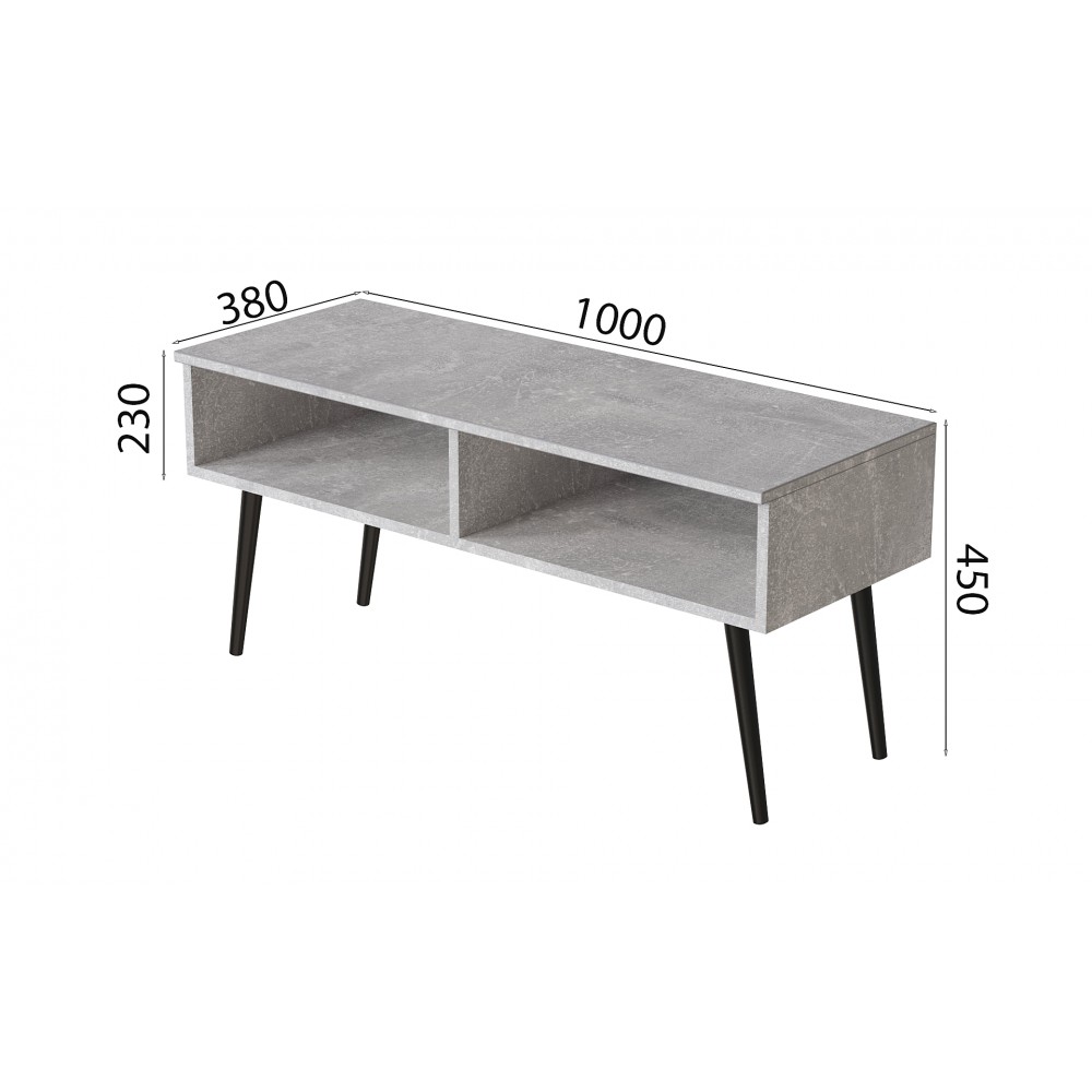 Тумба под ТВ Невада Ferrum-decor 45x100x38 Черный металл ДСП Бетон 16 мм (FRD-106719)
