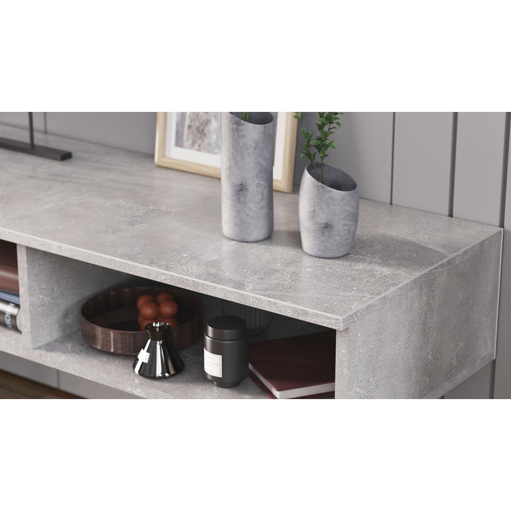 Тумба под ТВ Невада Ferrum-decor 45x100x38 Черный металл ДСП Бетон 16 мм (FRD-106719)