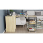 Стол-тумба трансформер Смарт 3/2 с этажеркой Ferrum-decor 1430x1450x600 Черный металл ДСП Дуб Сонома 16 мм (FRD-105119)