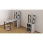 Стол-тумба трансформер Смарт 3/1 с этажеркой Ferrum-decor 1430x1450x500 Черный металл ДСП Белое 16 мм (FRD-105109)