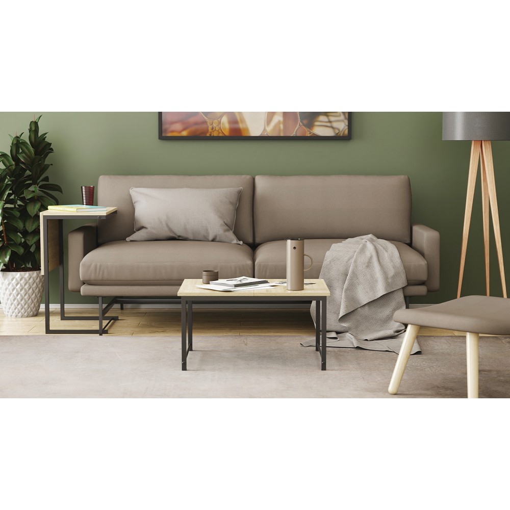 Стіл журнальний приставний Террі Комбо Ferrum-decor 345x662x440 Чорний метал ДСП Дуб Сонома 16 мм (FRD-105139)