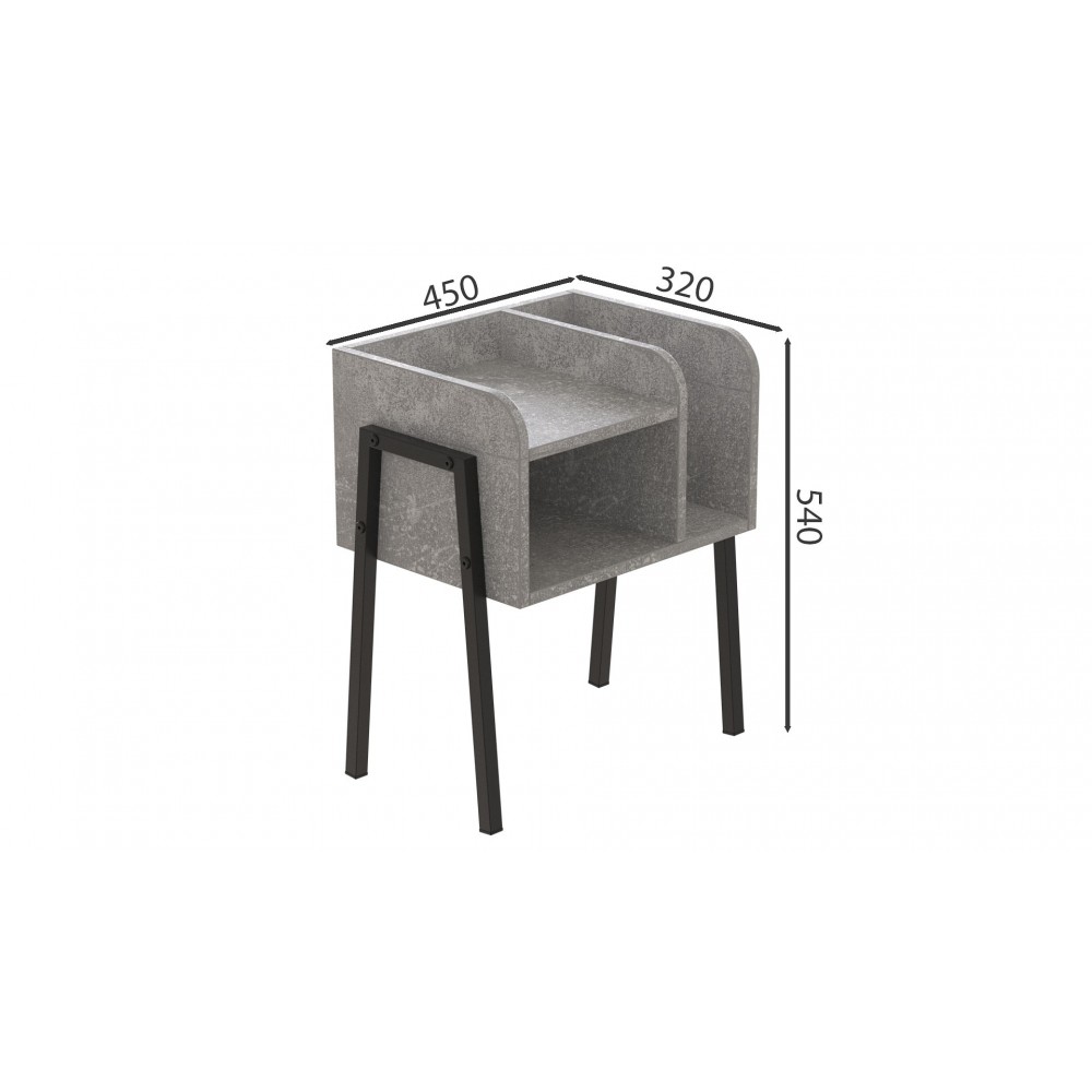 Тумба модульная Ferrum-decor Амели 540x450x320 металл Черный ДСП Бетон 16 мм (FRD-103010)
