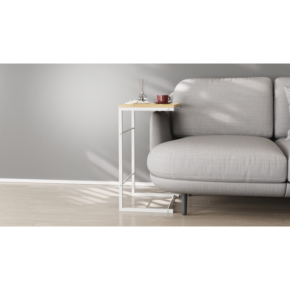 Столик приставний Террі Ferrum-decor 650x440x330 Білий метал ДСП Дуб Артизан 16 мм (FRD-104660)