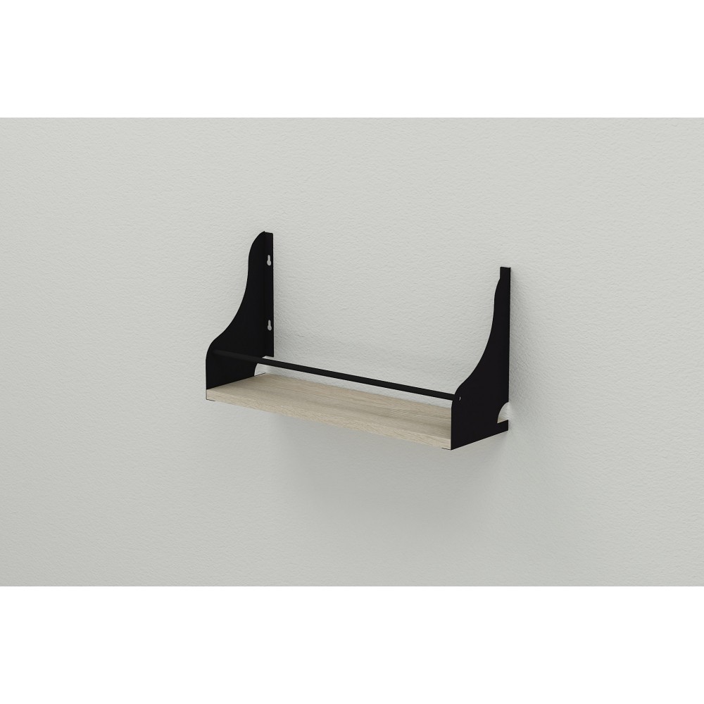 Полка настенная Ferrum-decor Изи 260x700x150 металл Черный ДСП Сонома 16 мм (FRD-102950)