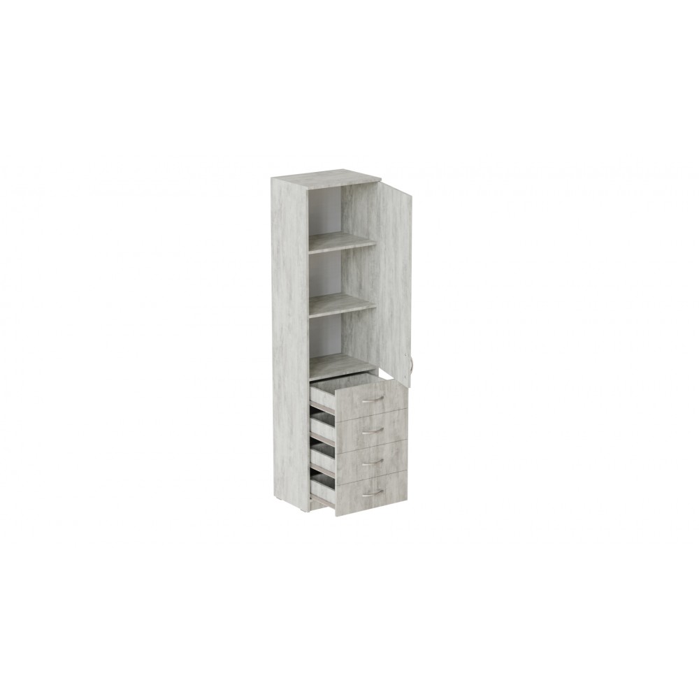 Пенал Анжело Ferrum-decor на 3 полиці з дверима та 4 ящиками 1900x500x380 ДСП Бетон 16 мм (FRD-104970)