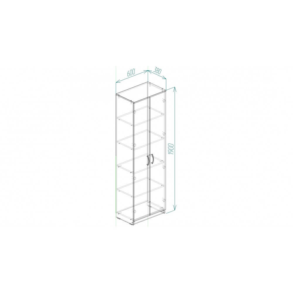 Шкаф Анжело Ferrum-decor на 5 полок 2 двери 1900x600x380 ДСП Дуб Сонома 16 мм (FRD-104980)