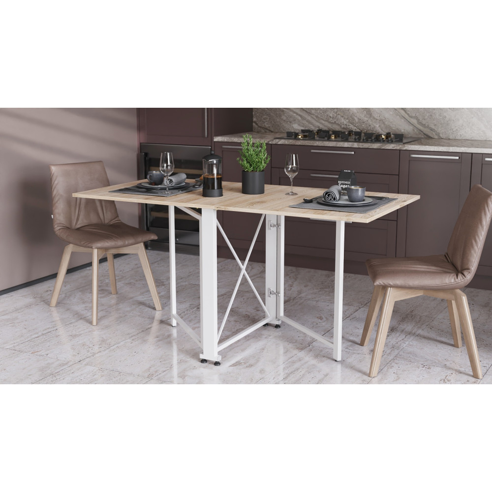 Стіл-книга трансформер Оріон 2 Ferrum-decor 750x1520x730 Білий метал ДСП Дуб Сан-Марино 16 мм (FRD-104591)