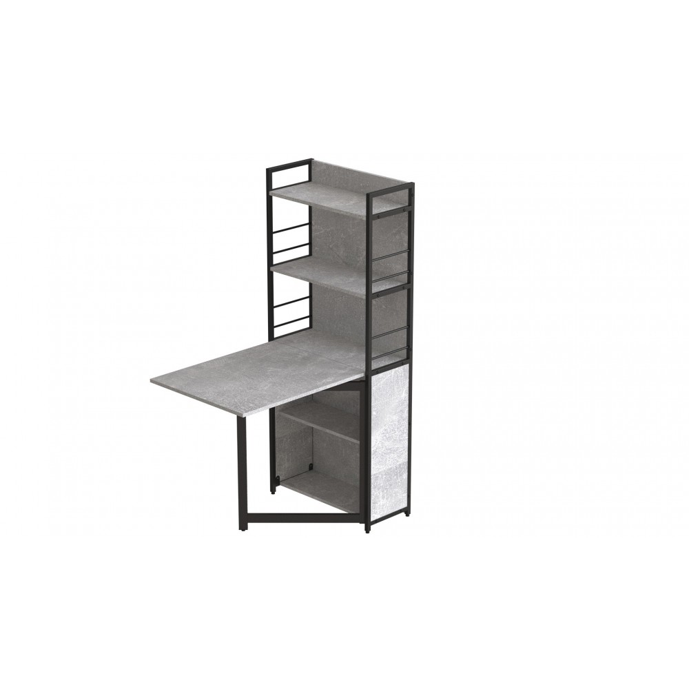 Стол книжка с этажеркой Практик 2 Ferrum-decor 1555x640x990 Черный металл ДСП Бетон 16 мм (FRD-104631)