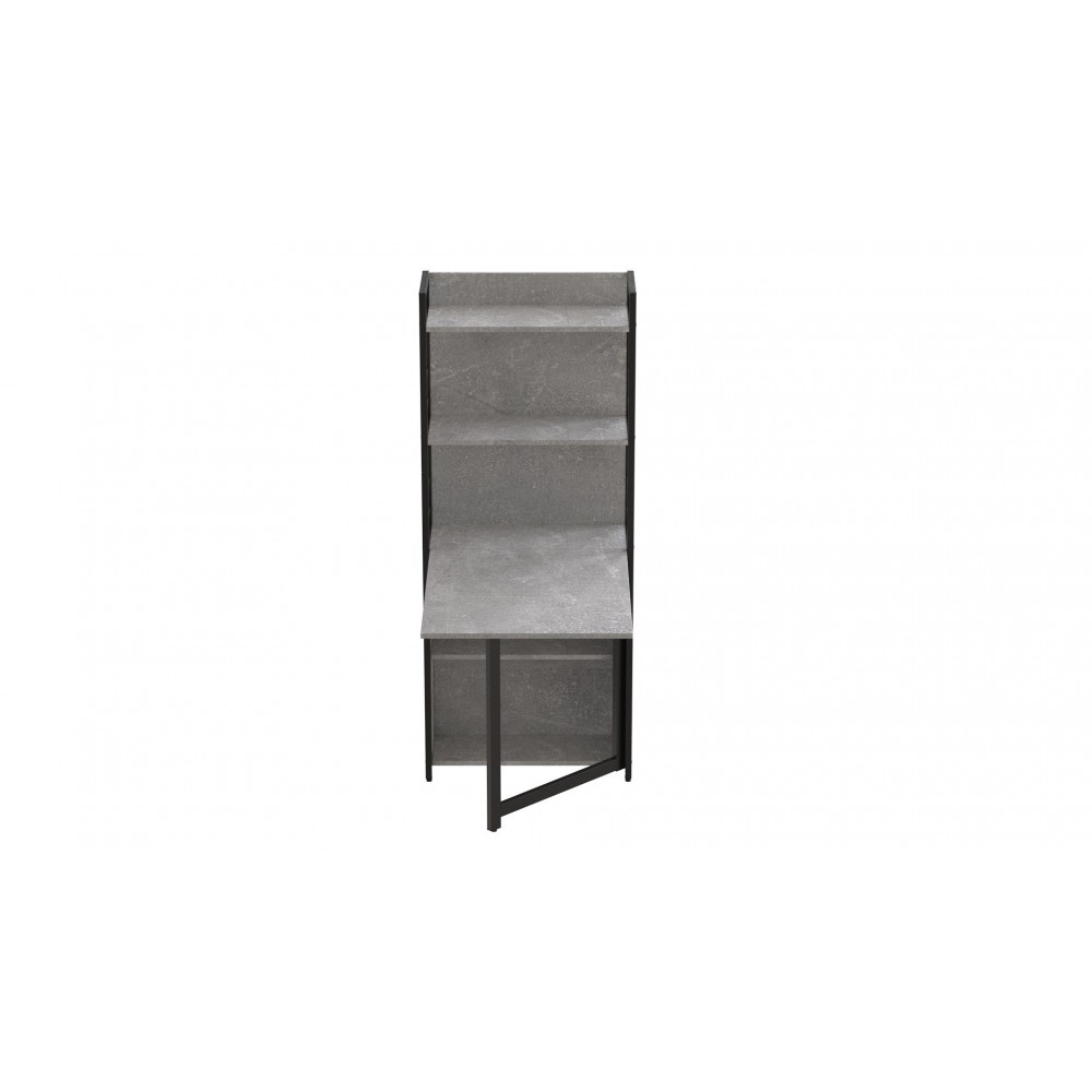 Стол книжка с этажеркой Практик 2 Ferrum-decor 1555x640x990 Черный металл ДСП Бетон 16 мм (FRD-104631)