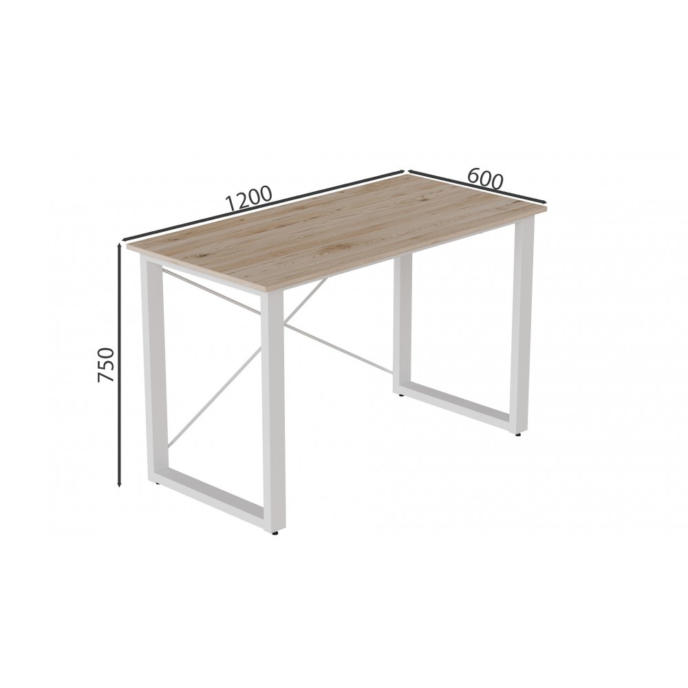 Письменный стол Ferrum-decor Драйв 750x1200x600 Белый металл ДСП Дуб Сан-Марино 16 мм (FRD-103123)