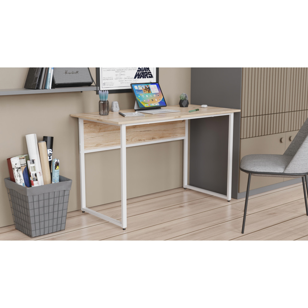 Письменный стол с ящиками Ferrum-decor Оскар 750x1200x700 металл Белый ДСП Дуб Сан-Марино 16 мм (FRD-103263)