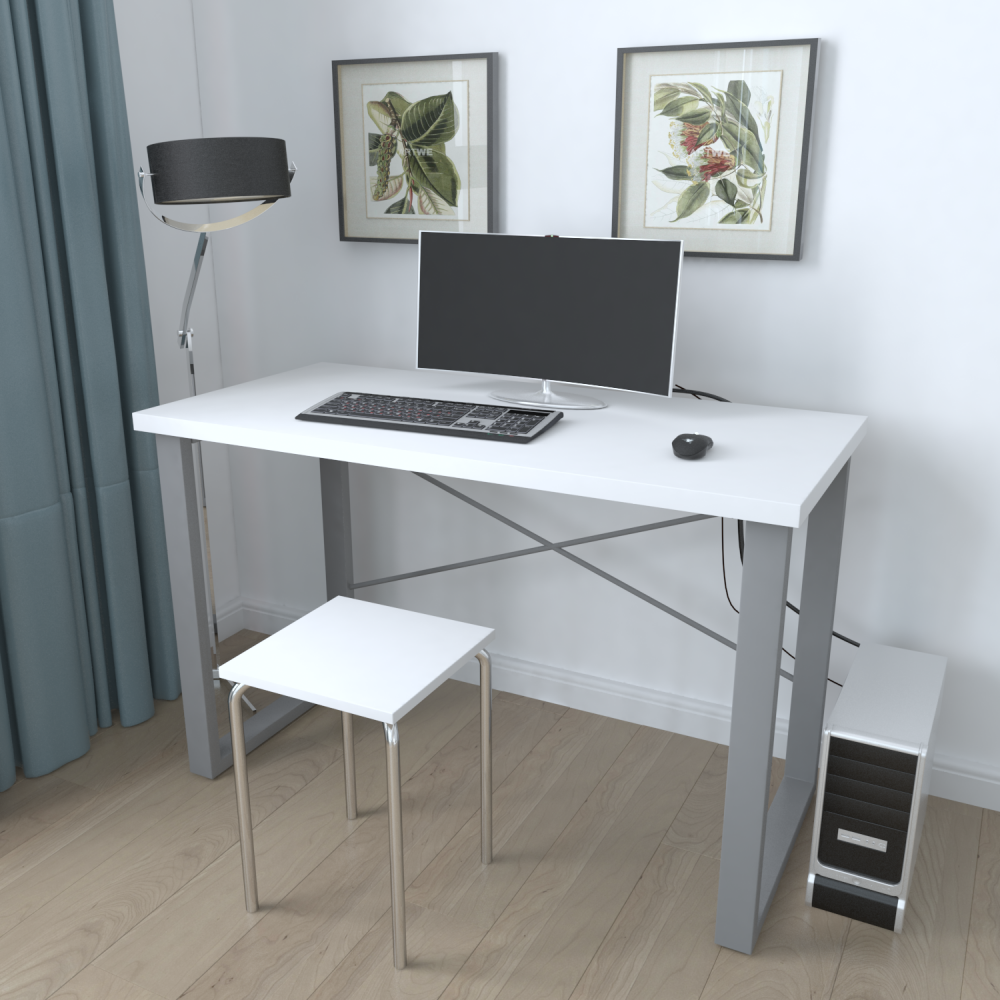 Письменный стол Ferrum-decor Драйв 750x1000x600 Серый металл ДСП Белое 32 мм (FRD-103303)
