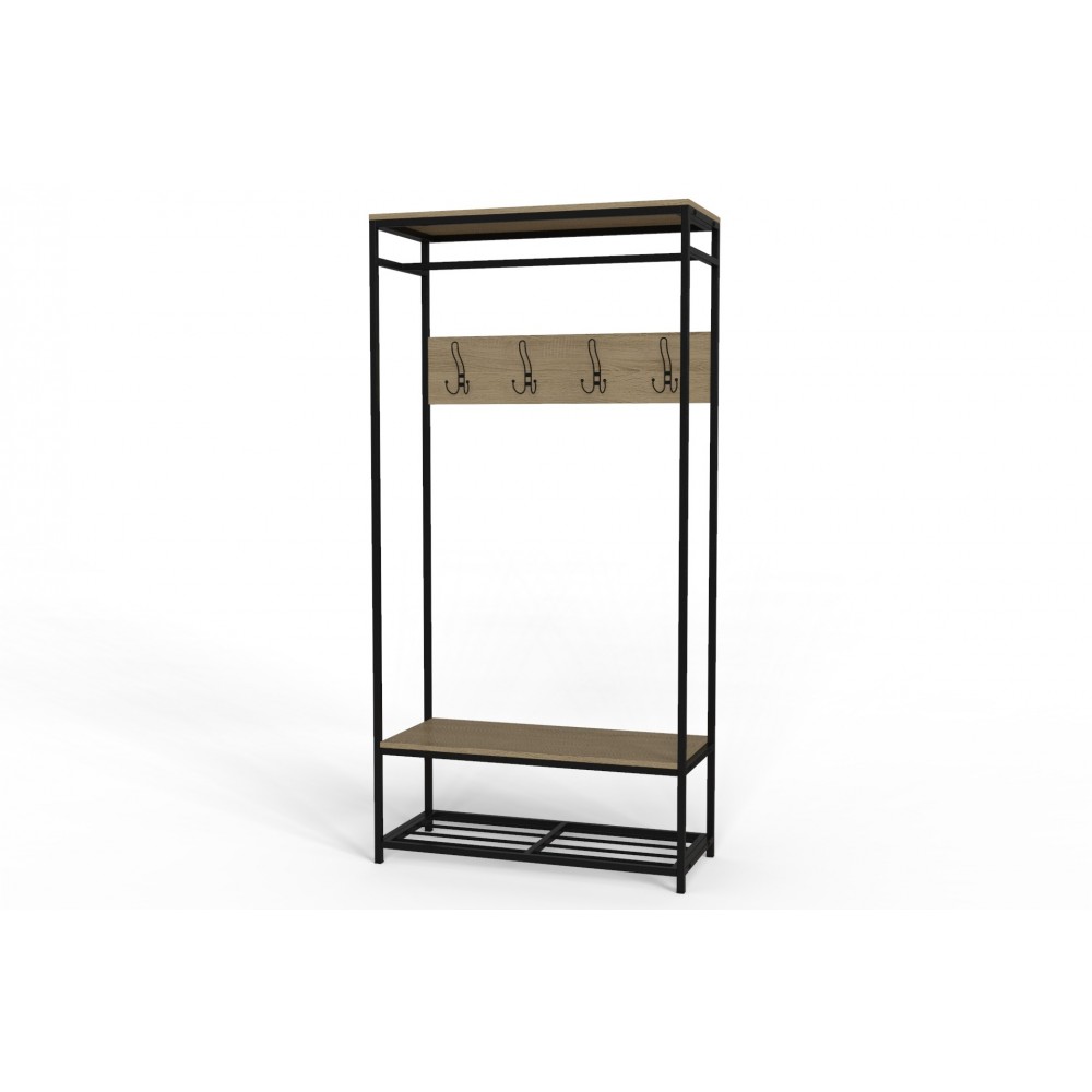 Вешалка напольная модульная Ferrum-decor Трелис 15 180x90x38 черный ДСП Дуб Сонома 16мм (FRD-104364)