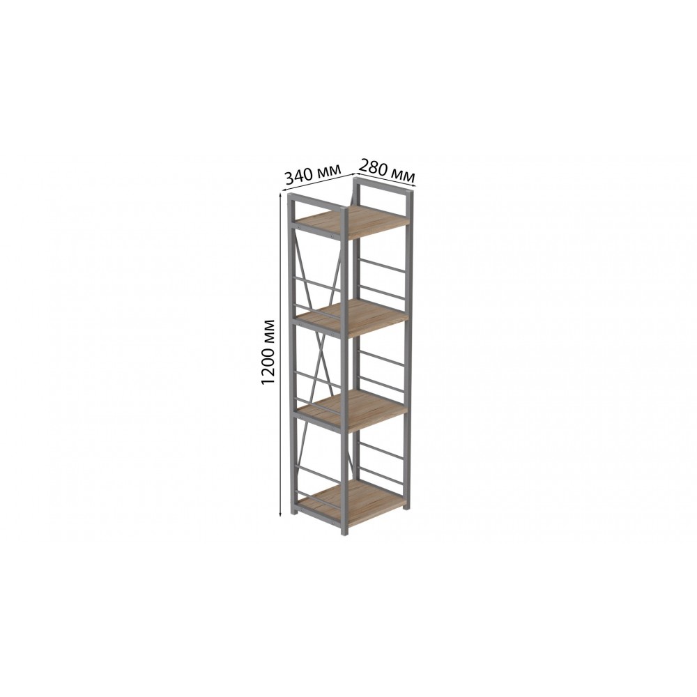 Этажерка 4/34 Ferrum-decor Серии Конект 120x34x28 серый ДСП Дуб Сан-Марино 16мм (FRD-104284)