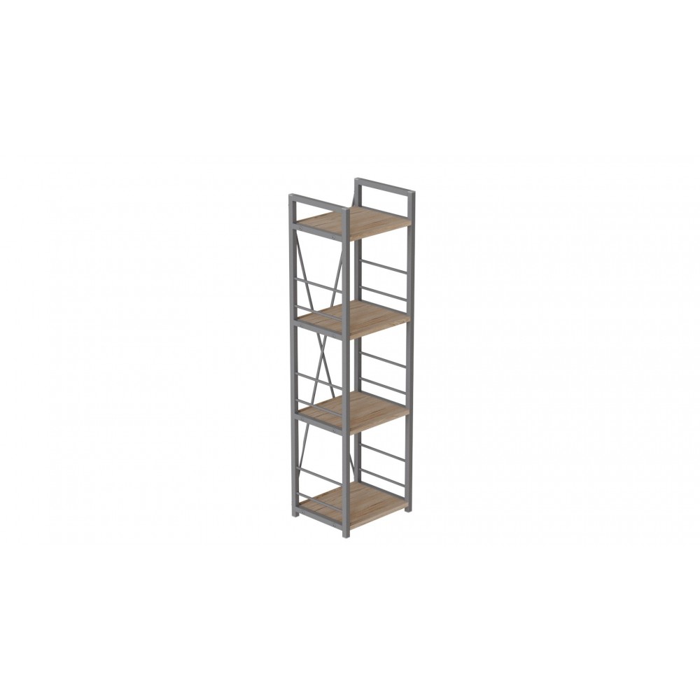 Этажерка 4/34 Ferrum-decor Серии Конект 120x34x28 серый ДСП Дуб Сан-Марино 16мм (FRD-104284)