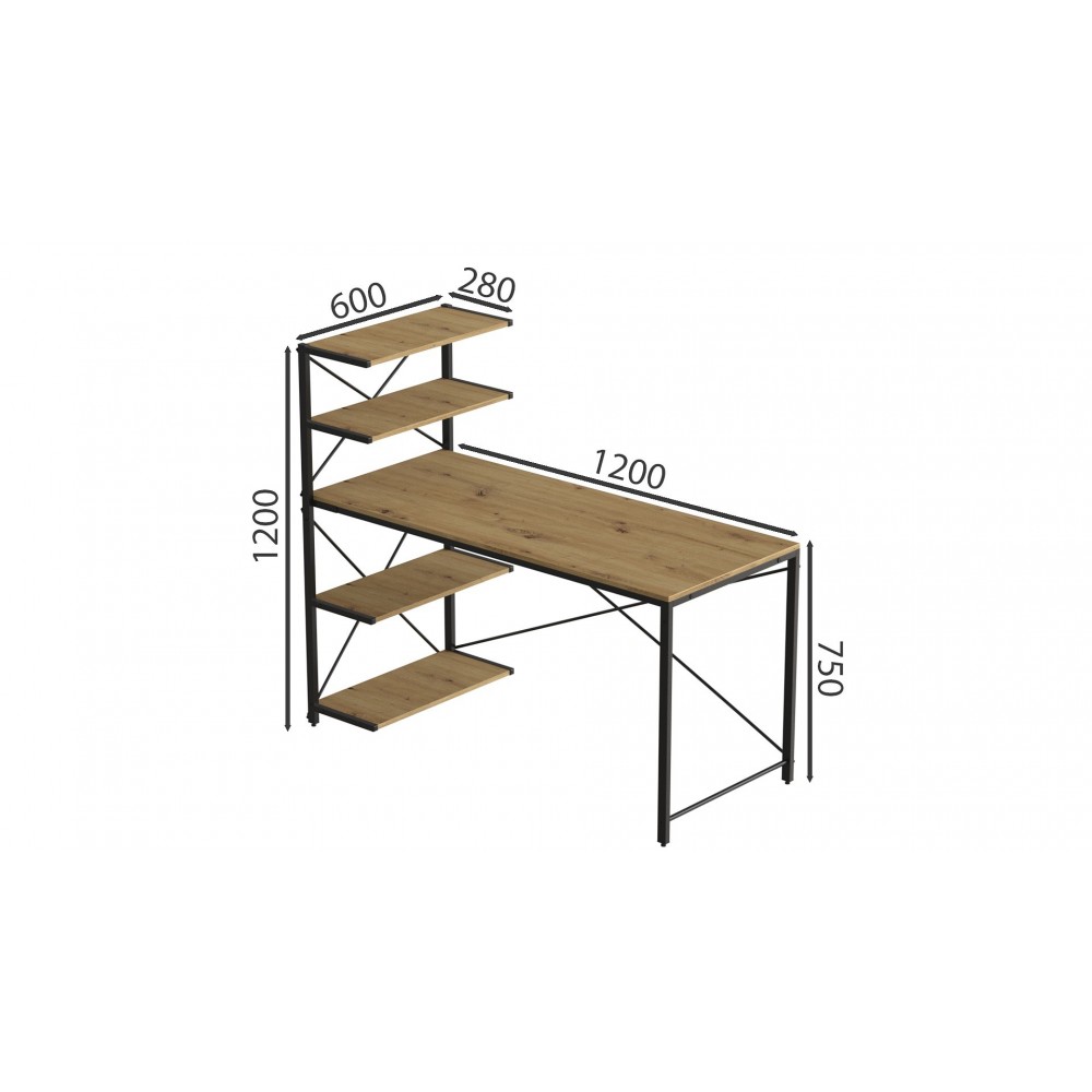 Компьютерный стол Ferrum-decor Джек 75x120x60 Черный ДСП Артизан (FRD-104384)