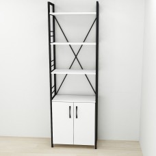 Этажерка 4/60 Ferrum-decor Серии Конект с тумбой 179x60x28 Черный ДСП Белое (FRD-104484)