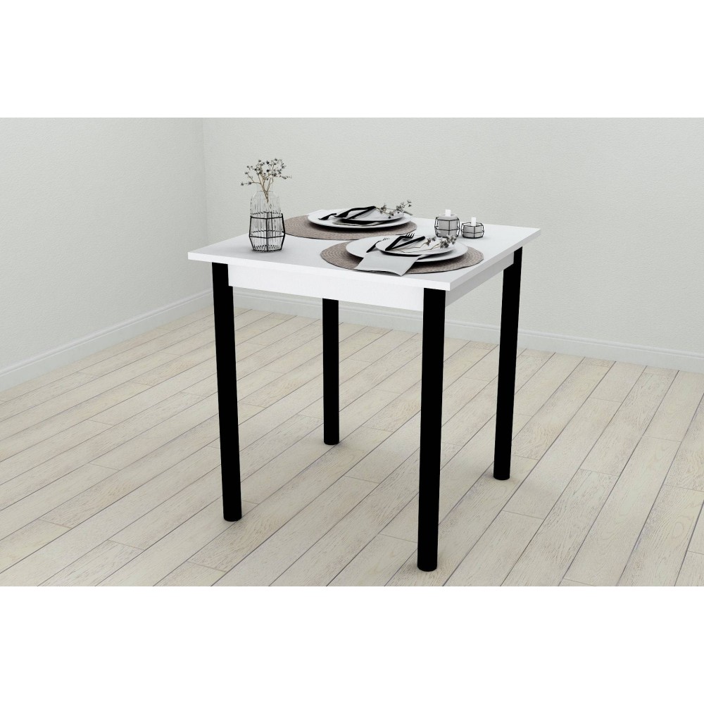 Стол кухонный Ferrum-decor Агата 75x70x70 Черный ДСП Белое 16мм (FRD-106245)