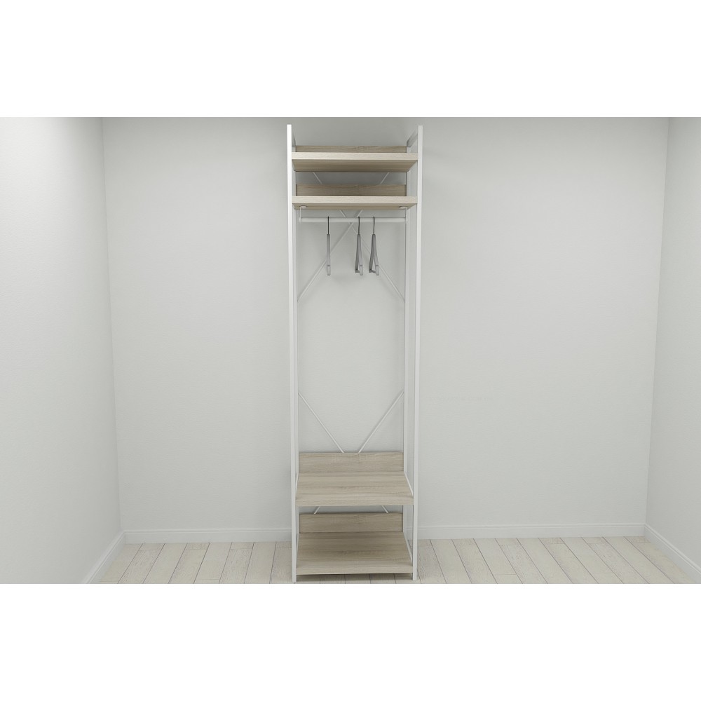 Шафа Гардероб Уні секція 2 серії Конект Ferrum-decor 220x60x50см Білий метал ДСП Дуб Сонома 32 мм (FRD-104545)