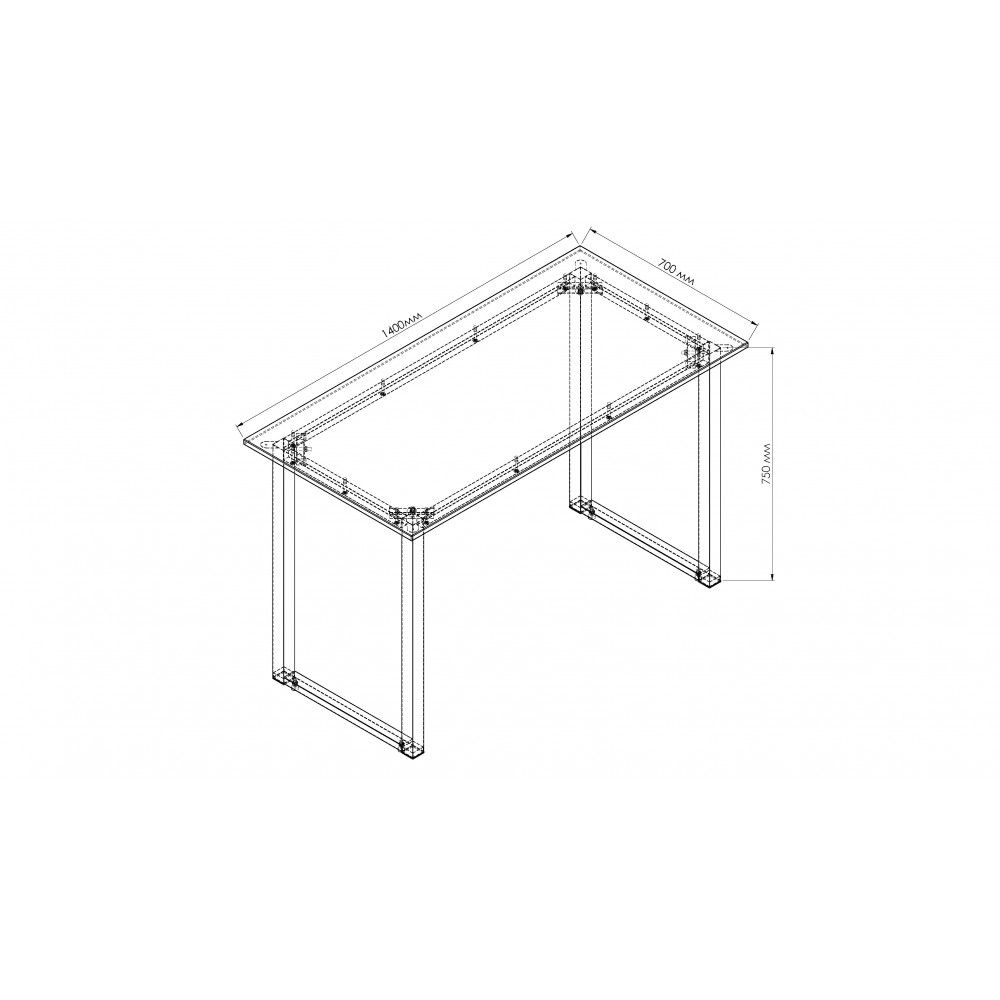 Стол письменный Кнап 2 Ferrum-decor 750x1400x700 Черный металл ДСП Белый 16 мм (FRD-106426)