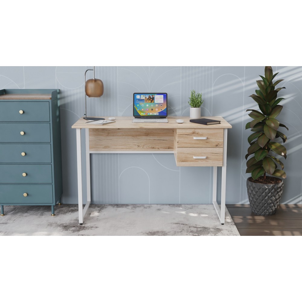 Компьютерный стол Ferrum-decor Дакота 75x140x60 белый ДСП Дуб Сан-Марино 16мм (FRD-102101)