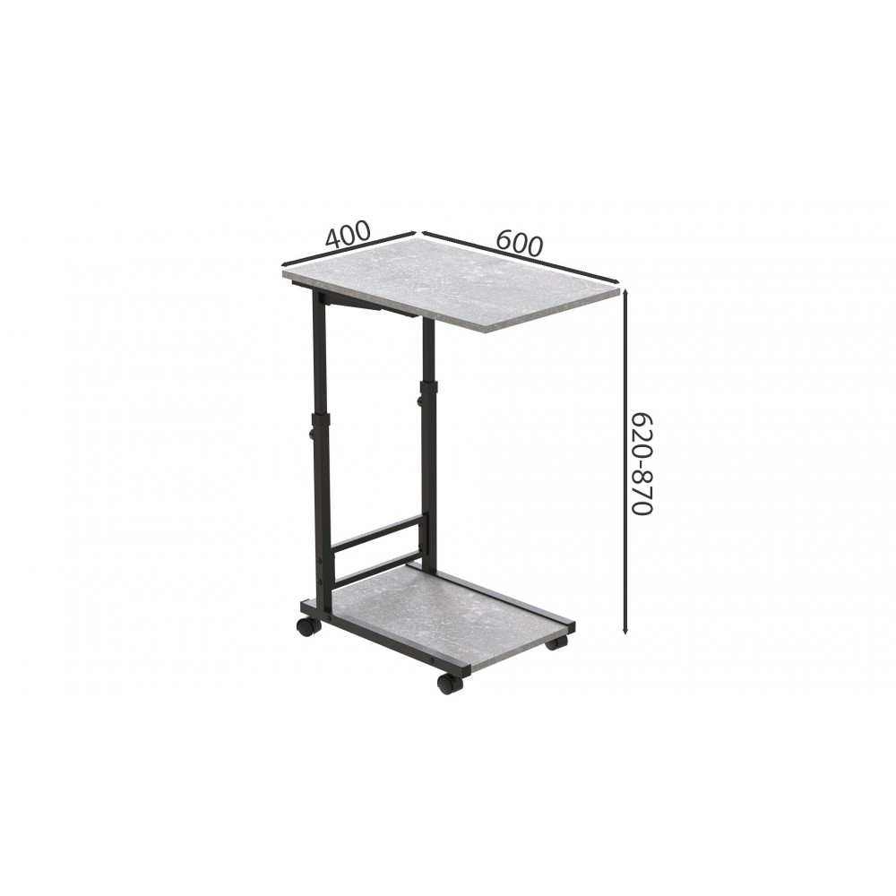 Стол приставной Ferrum-decor Френу 62x40x60 металл Черный ДСП Бетон 16мм (FRD-102511)