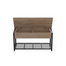 Банкетка з ящиком Ferrum-decor Дрейк 2 550x1200x400 метал Чорний ДСП Дуб Сан-Марино 16 мм (FRD-103067)