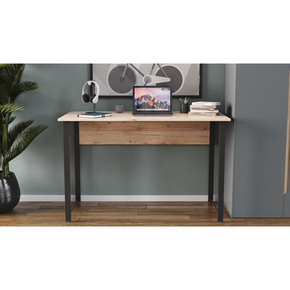 Компьютерный стол Ferrum-decor Курт 75x140x60 черный ДСП Дуб Сан-Марино 16мм (FRD-102031)