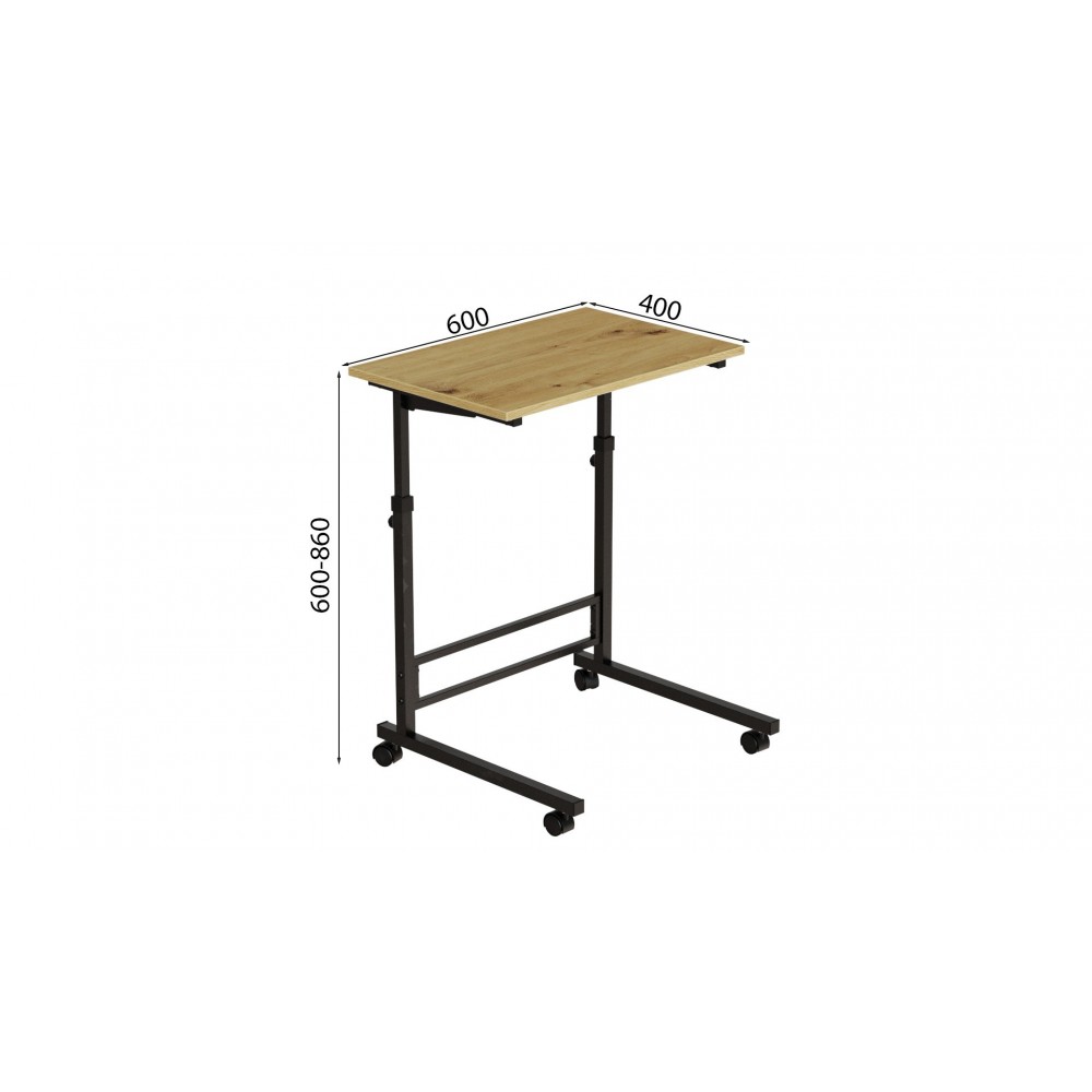 Стол приставной Ferrum-decor Амиго 62x60x40 металл Черный ДСП Дуб Артизан 16мм (FRD-102531)