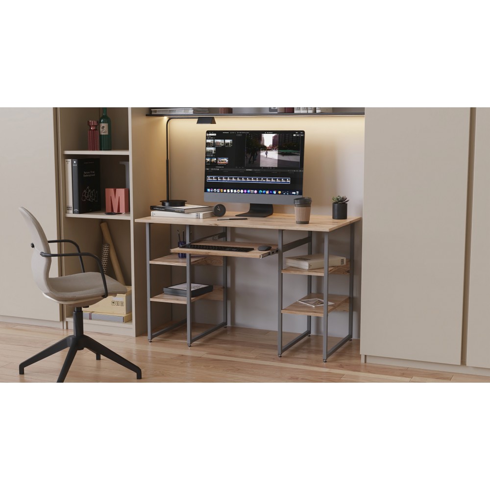 Компьютерный стол Ferrum-decor Тим 75x140x60 серый ДСП Дуб Сан-Марино 16мм (FRD-102471)