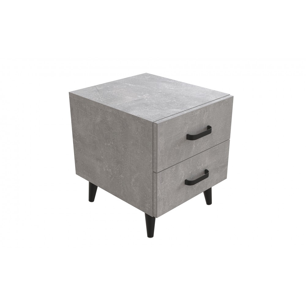 Тумба Віва 2 на конусних ніжках Ferrum-decor 41x35x40 Чорний метал ДСП Бетон 16 мм (FRD-106809)