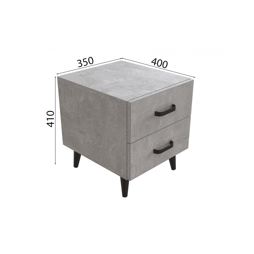 Тумба Віва 2 на конусних ніжках Ferrum-decor 41x35x40 Чорний метал ДСП Бетон 16 мм (FRD-106809)