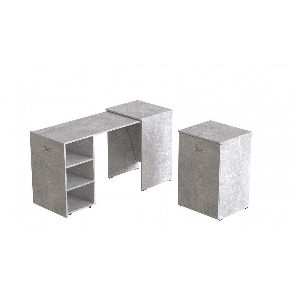 Стол-тумба трансформер Смарт 1/2 Ferrum-decor 750x1450x600 ДСП Бетон 16 мм (FRD-105080)