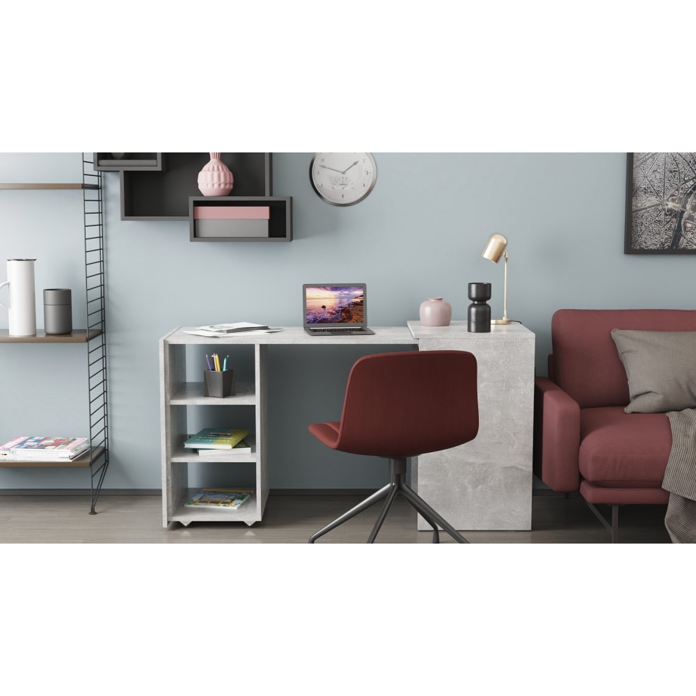 Стол-тумба трансформер Смарт 1/2 Ferrum-decor 750x1450x600 ДСП Бетон 16 мм (FRD-105080)