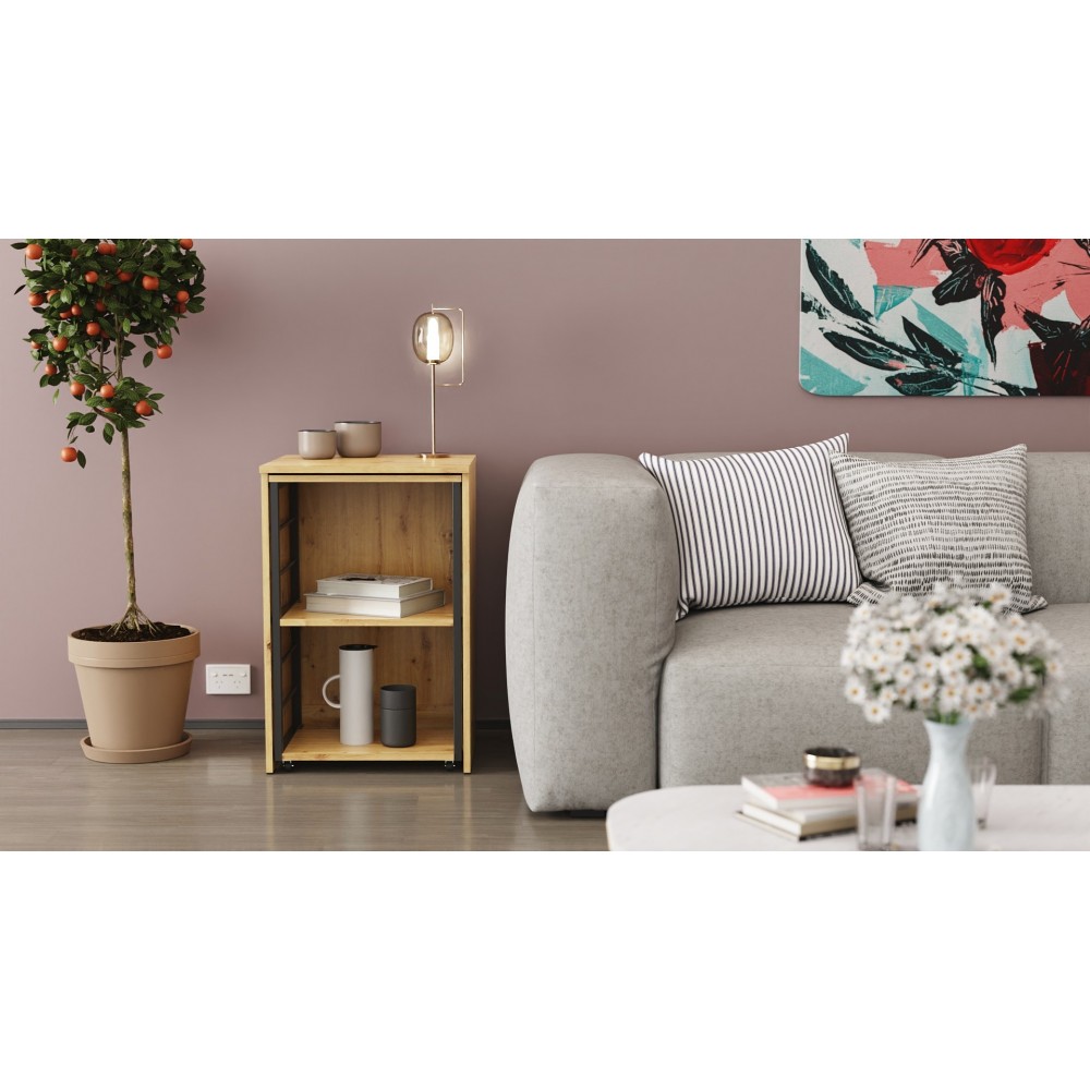 Стол-тумба трансформер Смарт 2/1 Ferrum-decor 750x1450x500 Черный металл ДСП Дуб Артизан 16 мм (FRD-105100)